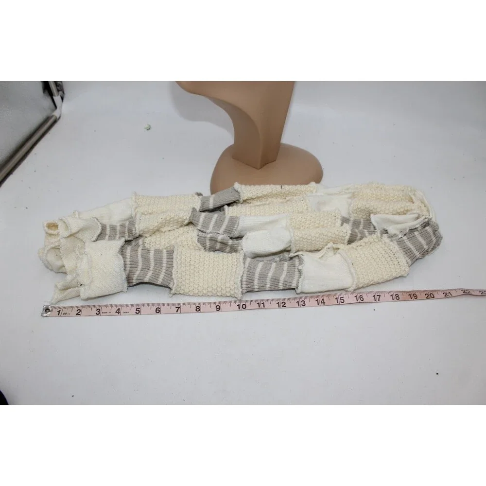 Scarf Upcycled White Ivory Sweaters Winter Wedding Aprx 7' Long Handmade Gray